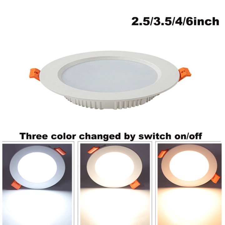 LED Downlight 2.5/3.5/4/6 Inch Tri-color Down lamp Three color ...