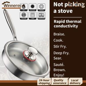 [Winnereco Flagship Mall] 316 Stainless Steel Frying Pan Non-Stick Even-Heating Flat Bottomed Skillet Gas Induction Cooker