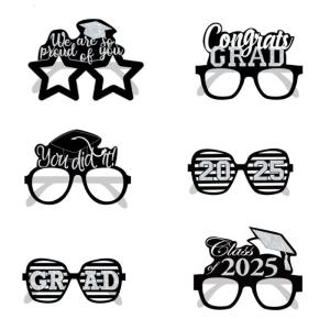 Bộ 6 cái vui giấy tốt nghiệp kính cho lớp 2025 tiệc tốt nghiệp trang trí đạo cụ chụp ảnh tốt nghiệp