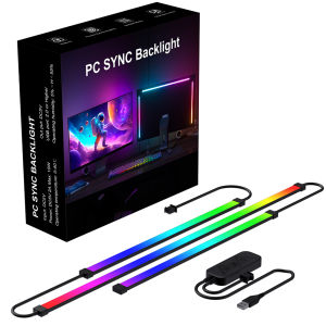 Computer light bar behind the display screen LED backlight RGBIC for display screen LED strip lights synchronized with screen color or music desktop gaming LED USB interface software control suitable for 24 inch and 27 inch computer display screens