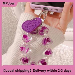 【Local shipping】 Love Heart Lanyard Anti-Lost Bracelet For Mobile Phone Case Wrist Strap Car Keychain Cute Phone Charm