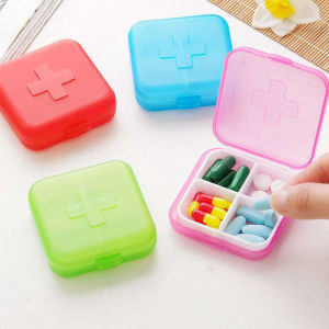 Winsome กล่องยา มินิ กล่องสีสันลูกกวาด หลายช่อง กล่องยาแบบพกพา Cross-packing pill box