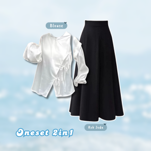 3in1 Baju Kekinian Wanita One set ( Blouse pita + Rok Mayung + Tas Shoulder Bag ) Setelan AM255R