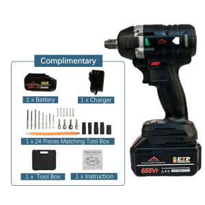 Hyreto 980N.M Brushless Electric Impact Wrench Original Rechargeable 688VF Lithium-Ion Battery Large Torque Impact Wrench Socket Set Cordless Electric Rattle Driver Spanner Set Power Tool