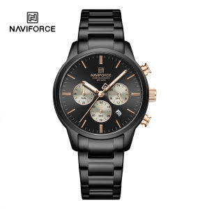 Naviforce đồng hồ có bấm giờ thời trang chính hãng cho Nam Đồng hồ bấm giờ đồng hồ bấm giờ xem ngày Dây đeo bằng thép không gỉ thạch anh Mức độ chống nước 3ATM đeo tay phát sáng phong trào Đồng hồ nam thông thường nf8076