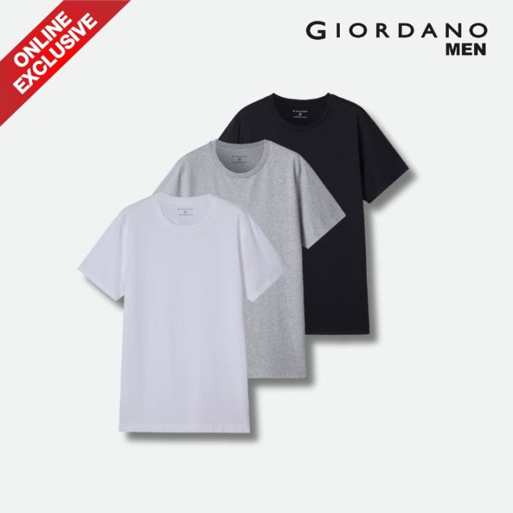 Online Exclusive]Giordano Men Basic Crewneck 3-piece pack T-shirt