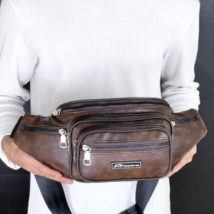 Waistbag AR Apparel Seven Pocket Waterproof PU Leather Slingbag Tas Selempang Pinggang Pria