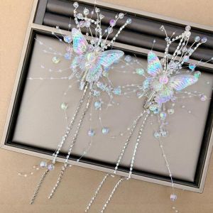 2 Pcs/Set Jepit Rambut Pengantin Kupu-Kupu Mutiara Kristal Hair Clip Aksesori Pengantin Perhiasan Klip Rambut Pengantin