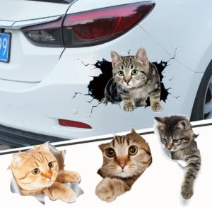 SEJUE4373 Animal Styling Car 3D Cat Stickers Waterproof 3D Cat Animal Styling Stickers Car Accessories Creative Car Body Scratch ing Stickers Car Decal