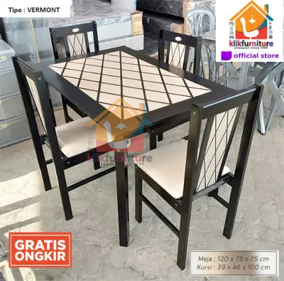 Set Meja Makan Kayu 4 Kursi Minimalis VERMONT