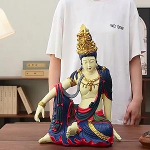 xpkQ Chinese Water Moon Self-contained Goddess of Mercy Ornament Resin Buddha Statue Sculpture Zen Inspired Home Decor K6R8Z