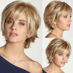 Temu hot sale cross-border wig European and American women short straight hair light gold fashion short hair