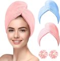 2 Pack Microfiber Hair Towel Wrap & Hair Accessories- Thicken Super Absorbent Hair Turban Towel for Women- Quick Drying Curly, Long, Thick Wet Hair- Anti Frizz, Ultra Soft, 26" x10“. 