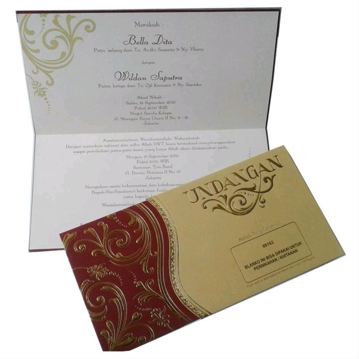 (per 50 lembar)kode 88162 undangan nikah pernikahan wedding weding ...