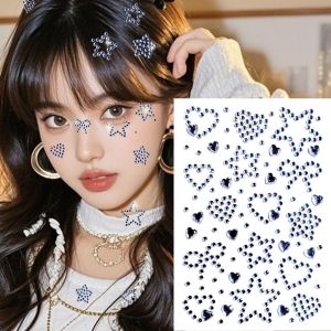 BEAUTYLADIES Makeup Sticker 3D Crystal Face Sticker Sparkling Rhinestone Face Tattoo Sticker Scrapbook Journal Waterproof Photocard Sticker Kids Girls