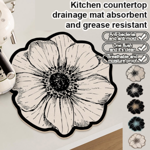 Shaped Table Mat Rose Flower Kitchen And Bathroom Drain Pad Water Absorbent Anti Slip Foot Pad