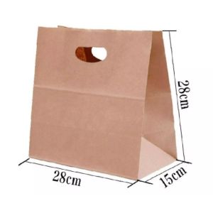 Large Brown Kraft Paper Takeaway Bag for F&B Supplies - Ideal for Mooncake Lantern Festival Food Festive Occasions