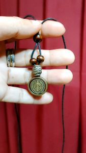 St. Benedict Antique Turnable Center Miraculous Medal 25cents Sizes Adjustable Choker Necklace for Protection Against Evil