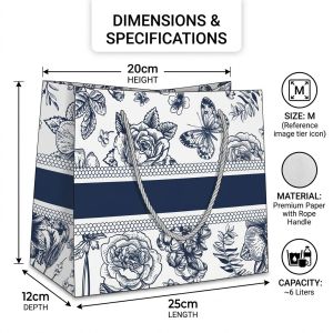 5pcs Floral Paper Gift Bags Party Festival With Handles Chinoiserie