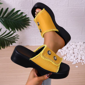 [Free Shipping] New Spring And Summer Collection: One-Strap Wedge-Heeled Thick-Soled Sandals – Large Sizes Available Lightweight And Comfortable