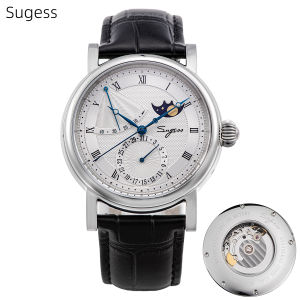 Sugess Moonphase Mens Watch Automatic Mechanical Watches for Tianjin Movement Sapphire Glass Water Resistant Wristwatches New