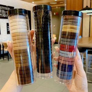 Set 100 sợi thun cột tóc Hàn Quốc mix nhiều màu (size 4.5cm) kèm túi zip có khóa kéo thun buộc co giãn