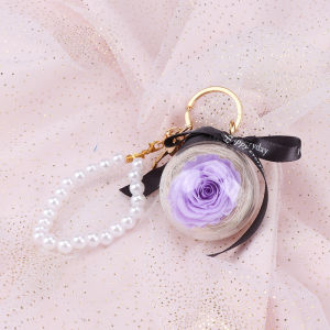 Preserved Rose Key chain Romantic Gift Valentine Day Wedding Flower Hanging Jewelry Family