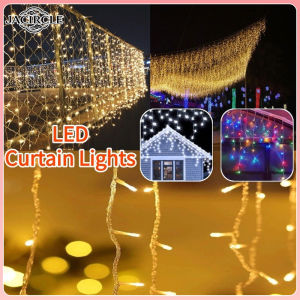 JACIRCLE Solar LED Lights Waterproof Curtain Light Strip 4M 96LED Outdoor Fairy String Lights for Wedding Party Decoration