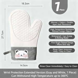 Keranixy Heat Insulation Gloves Thickened Silicone High Temperature Resistance Anti Slip Kitchen Mitts Sarung Tangan