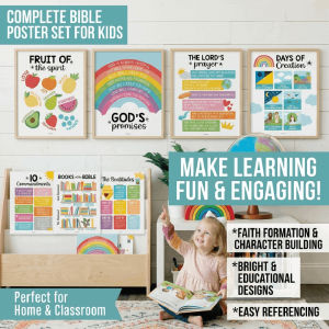 Childrens Bible Poster Bible Verse Wall Decor Laminated Bible Verses Nursery Room Wall Art Childrens Classroom Poster