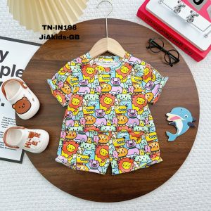 KIM096 Bộ ngắn tay (7-26kg) Minky Mom vải nhũ lụa in 3D siêu nét cực dễ thương cho bé