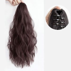 SUTONGXUE Đen Giả Mịn Phụ nữ Tóc Phụ Kiện Dài Xoăn Tổng hợp Cô Gái Pony Tail Sợi Tóc Claw Kẹp Tóc Đuôi Ngựa Phần Mở Rộng tóc Tóc đuôi ngựa Tóc Giả