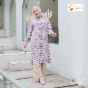 One Set Daily/OSD Qirani Model Setelan Long Tunik Bahan Katun & Celana Kulot Bahan Rami - OS Daily QN 001