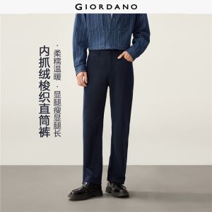 GIORDANO Men Pants Mid Rise Five-Pocket Pants Solid Color Straight Leg Fashionable Casual Regular Pants 18116008