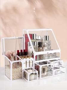 Hicus SG Glass Cosmetic Lipstick Holder Makeup Organizer Table makeup Brush Organizer Holder with Pearls