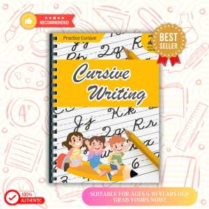 Colored & Personalized Cursive Writing Workbook for Children 7 to 9 Years Old