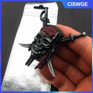 CISWGE Miếng dán huy hiệu biểu tượng đầu lâu cướp biển bằng kim loại 3D tạo kiểu cho xe ô tô Phụ kiện trang trí cá tính vết trầy xước cho xe máy