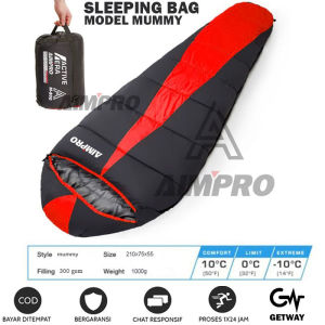 Sleeping Bag Model Mummy Waterproof Tebal dan Hangat - Sleping Bag - Sliping Bag - Kantong tidur - Kantung Tidur - SB - Selimut Camping Hiking Outdoor Gunung