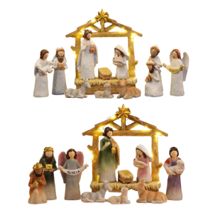 Baby Jesuses Holy Family Statue Miniature Christmas Nativity Scene Sculpture Xmases Indoor Home Table Holiday Decors