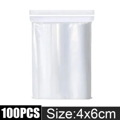100Pcs Thicken Zipper Sealed Bags Clear Plastic Storage Bag for Small Jewelry Food Packing Reclosable Zippers Sealing Bag