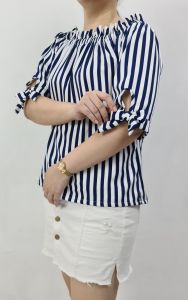 LVL - New Blus Sabrina Salur Stripe Blouse Atasan Wanita Baju Fashion Model Terbaru Pita Line Garis2