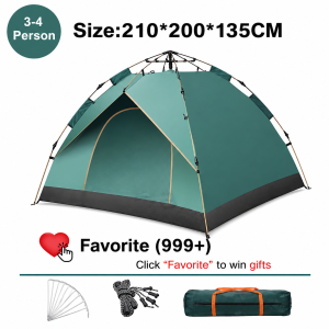Camping Tent 2/4 Persons Automatic Tent Pop up Waterproof Tent Outdoor Tent for Camping 【COD】
