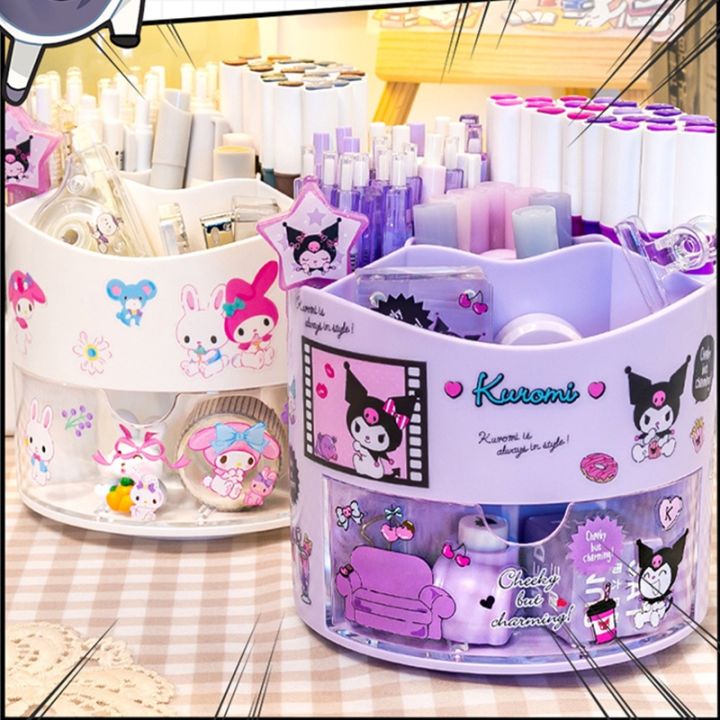 Cute Rotating Pen Holder Kuromi Melody Cinnamoroll Kawaii Desktop - Main Image