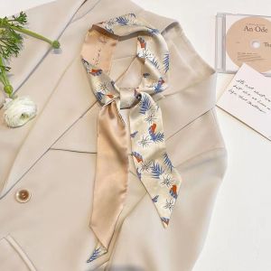 Beige Double-Sided Fashion Small Scarf Silk scarves and accessories twilly scarf for bags handle bandana headband for women SP0430