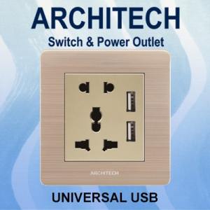 ARCHITECH PLATINUM B9-C06U ROSE GOLD Stop Kontak - Colokan Universal USB