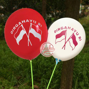 ( ISI 100 ) Balon latex dirgahagyu RI / balon merah putih / balon motif dirgahayu ri / balon latex metalik doff HUT RI