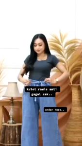 Celana Kulot Jeans Rawis Jumbo - Celana Kulot Highwaist