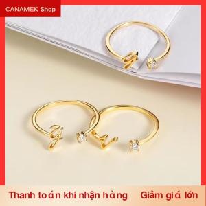 CS Nhỏ Ban Đầu Thư Nhẫn Cho Phụ Nữ Thép Không Gỉ A-Z Chữ Có Thể Điều Chỉnh Vòng Nữ Giáng Sinh Thẩm Mỹ Đồ Trang Sức