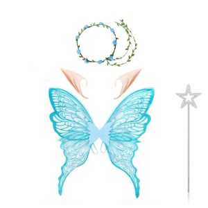 FXUP Thiết kế băng quấn tay Bộ cánh tiên Cây đũa thần Polyester Băng đô tai yêu tinh Vòng hoa cài tóc Trang phục tiệc tiên nữ cho dịp Halloween