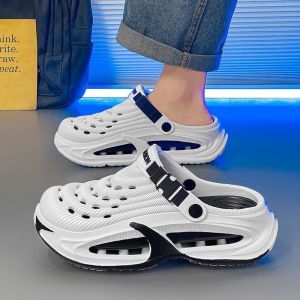 [Free Shipping] Mens Thick-Soled Sandals Summer Outdoor Slip-On Sandals Breathable Beach Shoes Outdoor Clogs Closed-Toe Sandals.